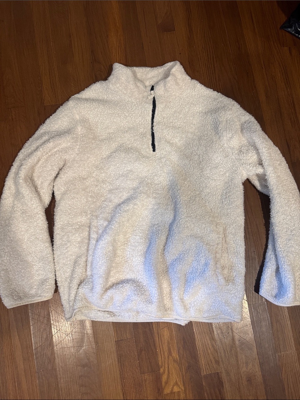 Goodfellow & Co Cream Sherpa Half-Zip Pullover